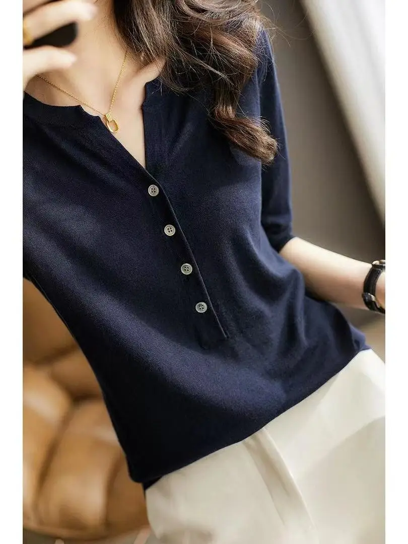 

Ele Loose Knitted ort Sve Women's Sweater Open Cardigan Top Breathable Comfortable Commute Sle Basic Color