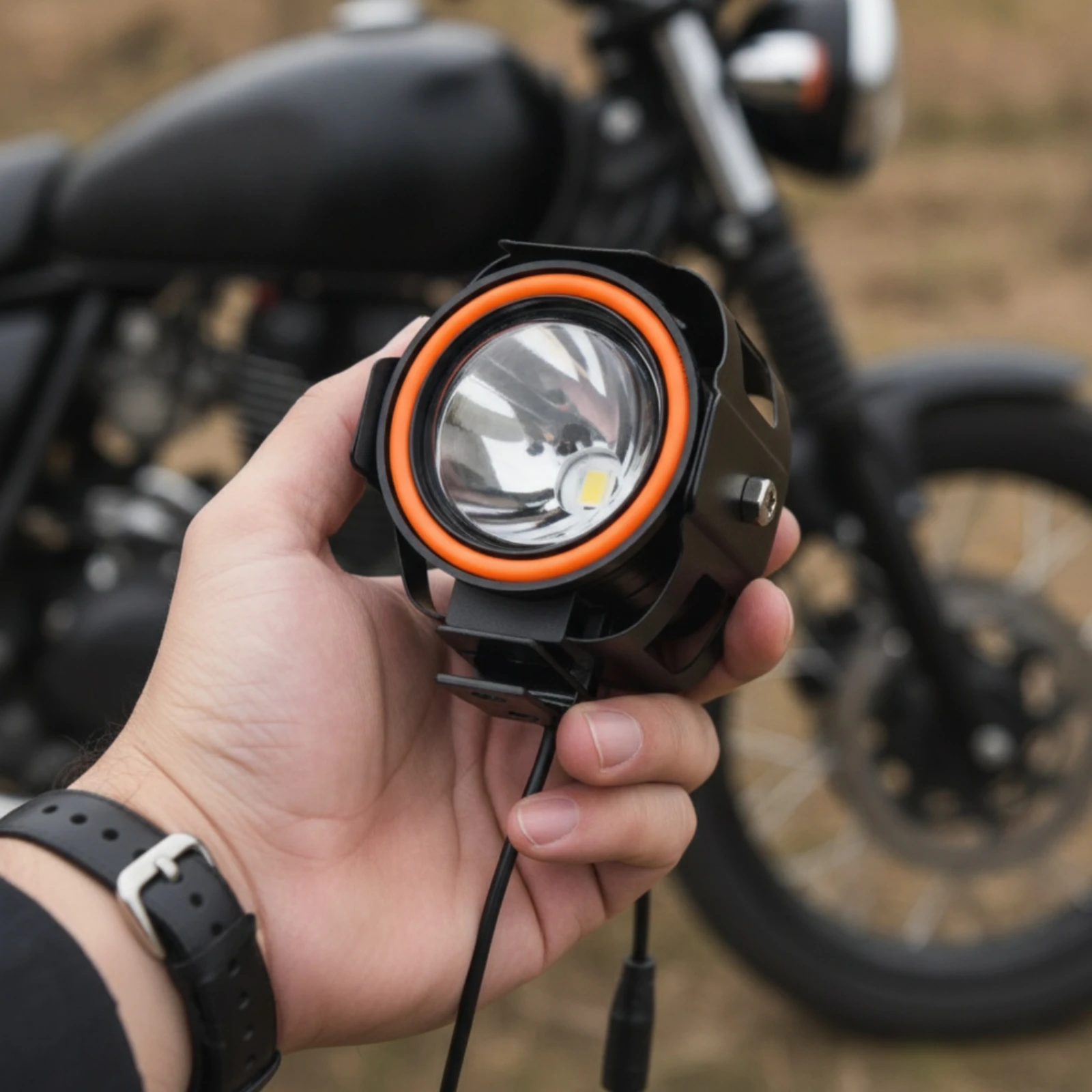 Projector Lights with Brackets Black Aftermarket for Motorcyclists, Motorcycles, off-Roading