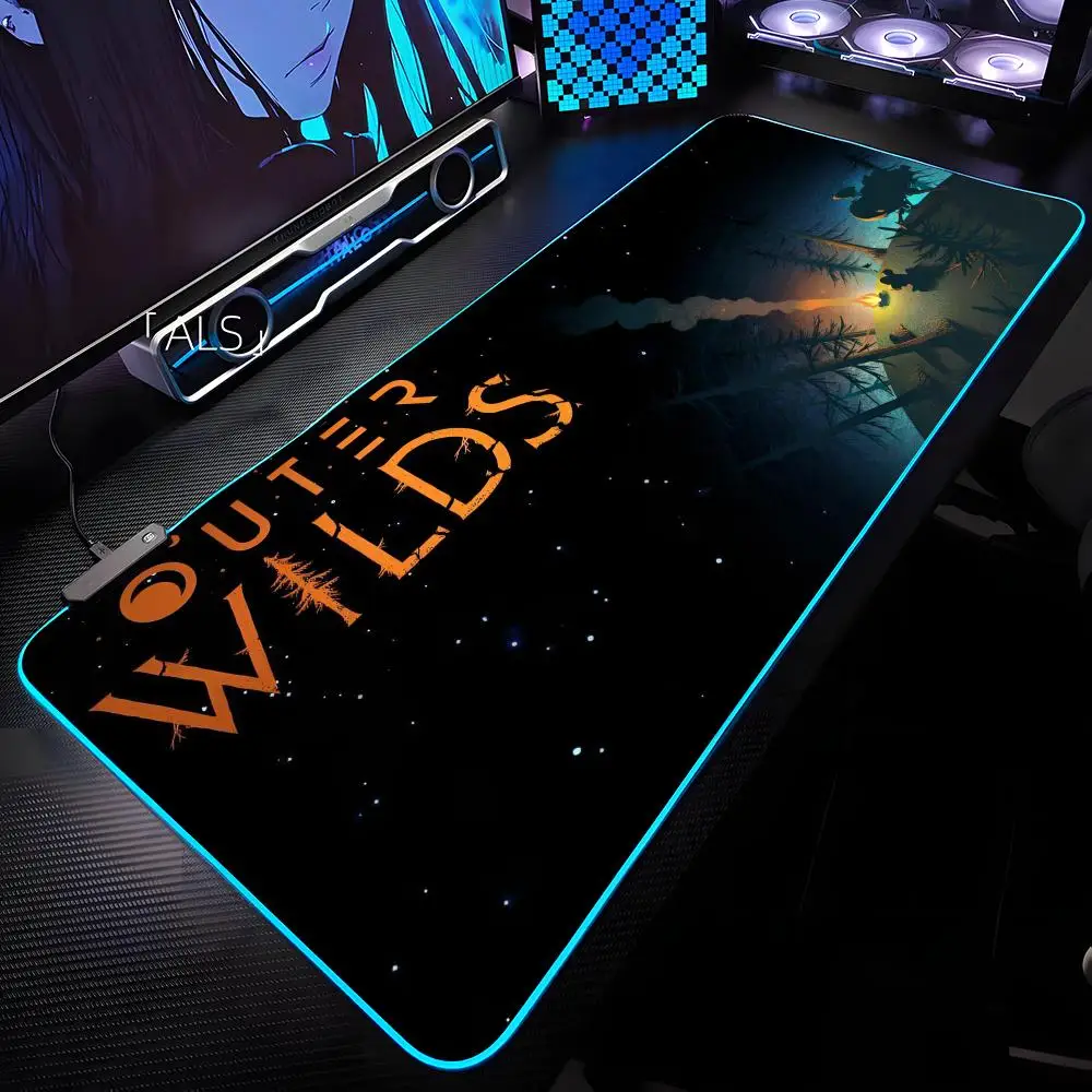 O-Outer W-Wilds Mouse Pad RGB Backlit Mouse Pad Laptop Mouse Pad Laptop Gamer Computer Desk Gaming Accessories