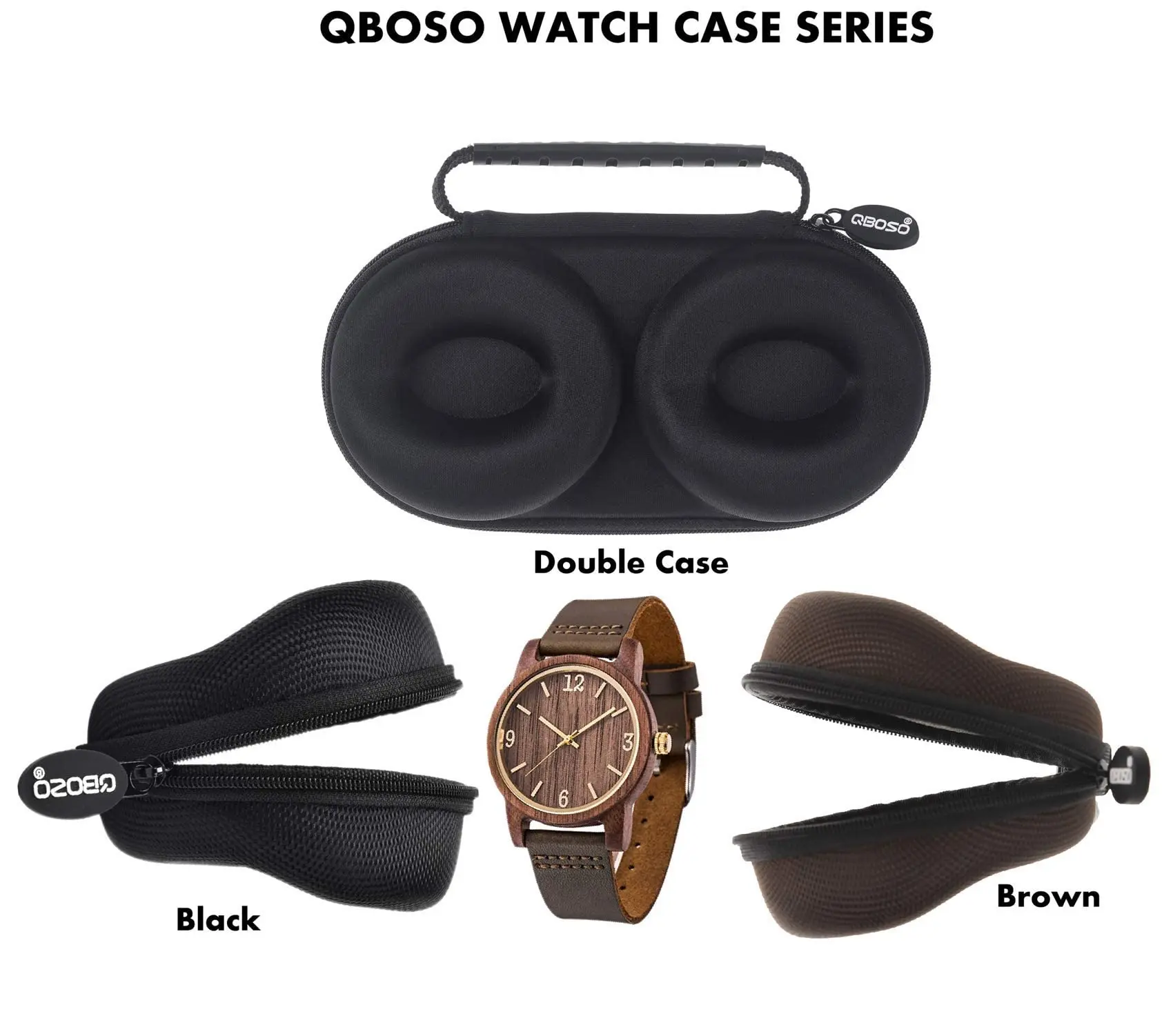 Pudełko podróżne na zegarki, etui do przechowywania na 6 zegarków |   Wytrzymały, przenośny futerał ochronny zapinany na zamek, pasujący do wszystkich zegarków na rękę i smartwatchów.