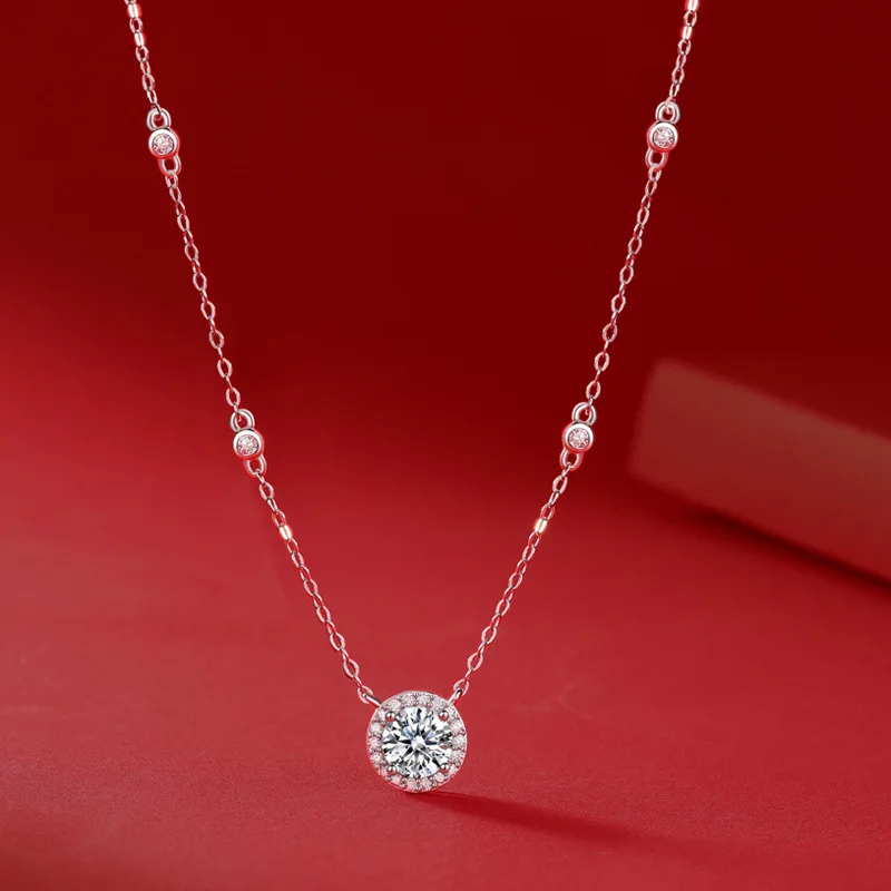 S925 Silver Necklace Moissanite Dot Starlight Pendant Fashion Clavicle Chain Accessories Gifts Source Spot Wholesale