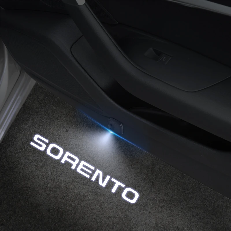 Luz de puerta de coche para X Line Sorento Sportage Emblem Ceed Cerato RIO, lámpara de bienvenida, proyector láser inalámbrico, decoración