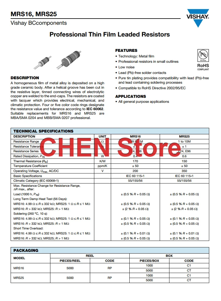 50PCS VISHAY BC MRS25 0.25W 1/4W 100R-910R 1% film metallico piede di Rame audio resistenza 130R 180R 220R 270R 330R 430R 470R 820R