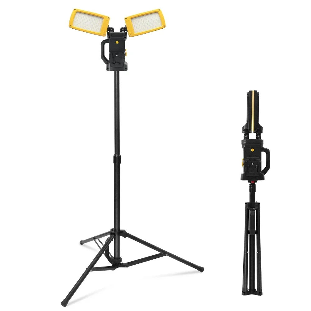 Super Bright 120W Adjustable Battery Portable Led Twin Head Tripod Work Light With Stand