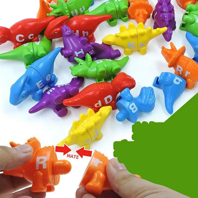 Alfabet Dino Bijpassend speelgoed Letter Dinosaurus Matching Game Kleurrijke voorschoolse letterpuzzels Grappig voorschoolse fijne motoriek speelgoed voor