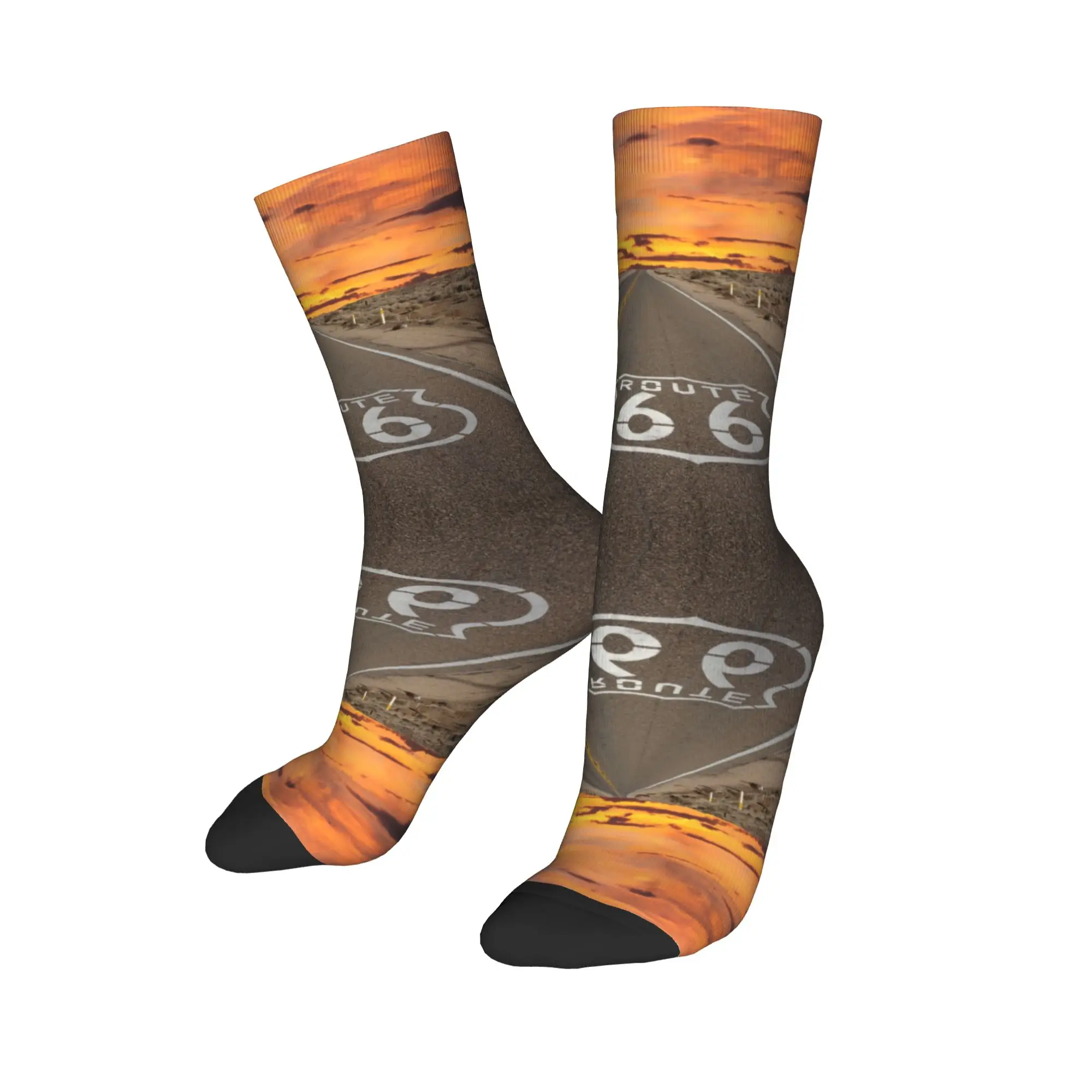 مخصص أمريكا الطريق السريع 66 الرجال طاقم الجوارب للجنسين متعة 3D مطبوعة الشارع الرئيسي في أمريكا اللباس الجوارب #1