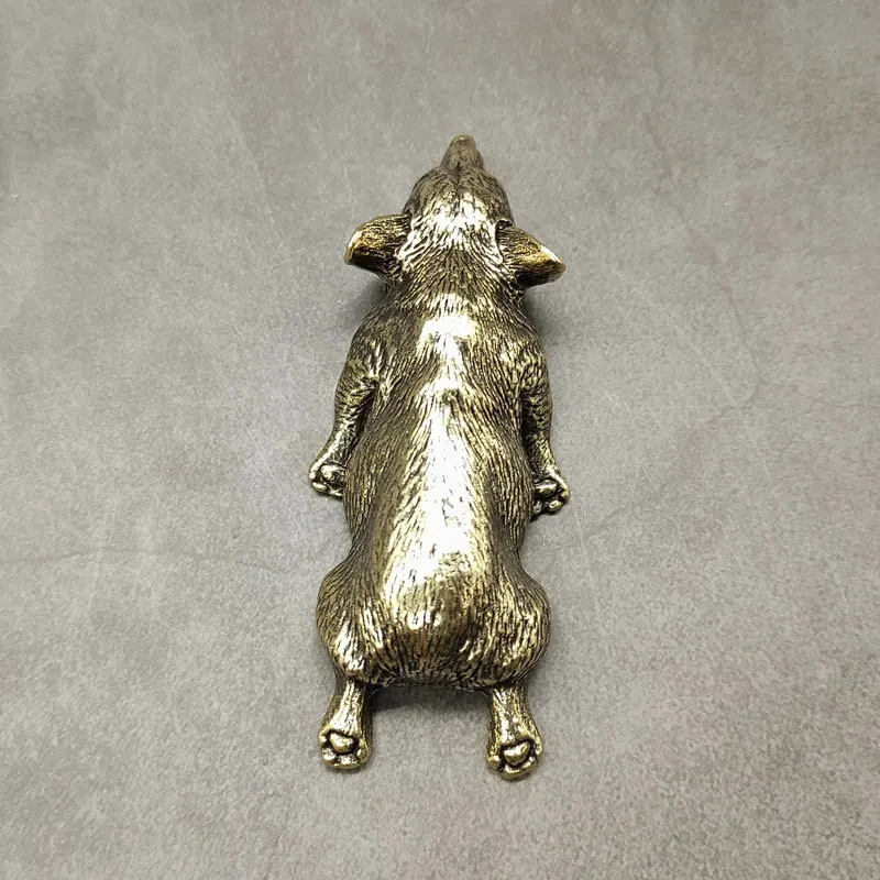 1/2Pcs pure copper Welsh corgi dog brass solid lying fox home jewelry paperweight creative personalized ornament