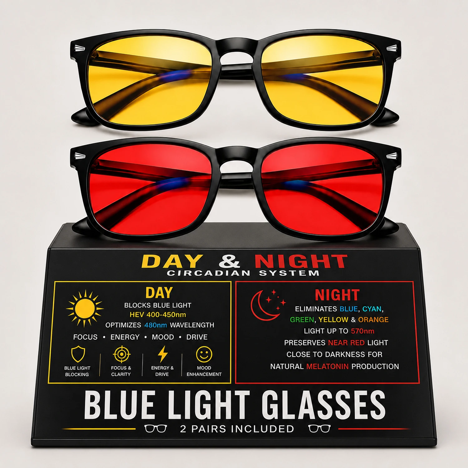 Gaming Glasses Tinted - Blauwlichtfilterende brillen heren dames rode gele