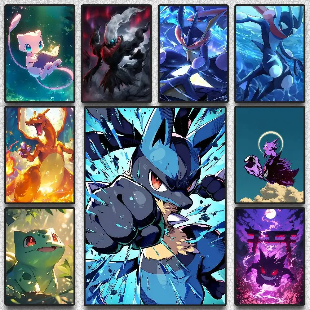 1PC  Pokemon Peripherals Lucario Greninja Pikachu Anime Canvas Poster Wall Decor
