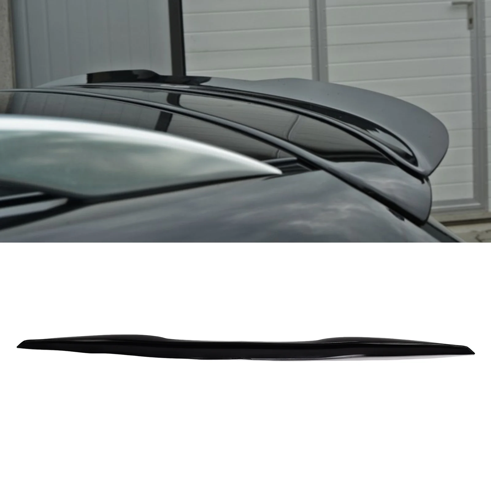 Universal Car Rear Roof Trunk Spoiler Rubber Glossy Black Anti UV Tail Wing