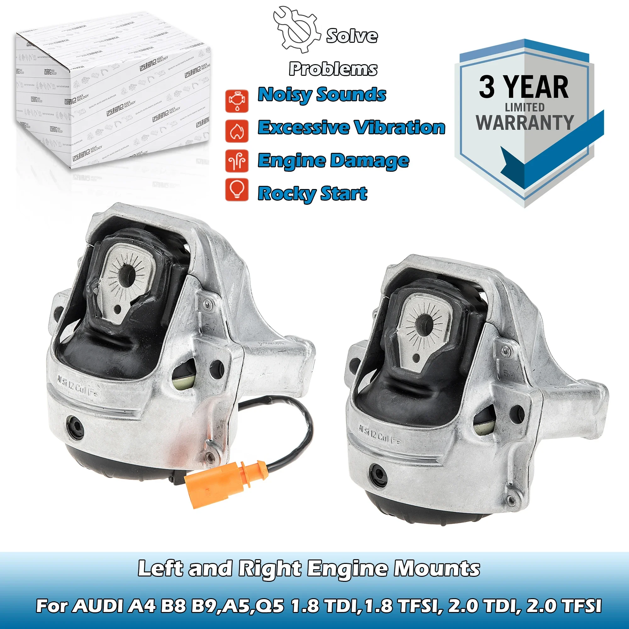 

Pair Left and Right Engine Mounts 8K0199381,8R0199381C,8R0199381E For AUDI A4 B8 B9,A5,Q5 1.8 TDI,1.8TFSI,2.0TDI,2.0TFSI