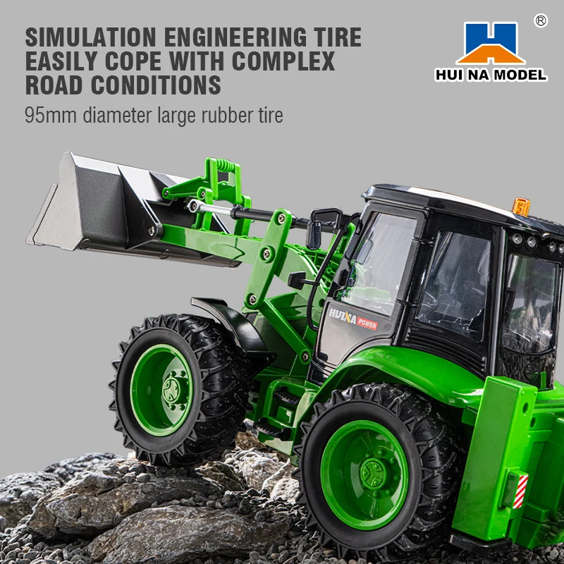 Huina 1:24 RC Cars เก้าช่องรีโมทคอนโทรล Excavator Loader 2-Way รถเสียงแสงจําลองวิศวกรรมรถของเล่นเด็ก