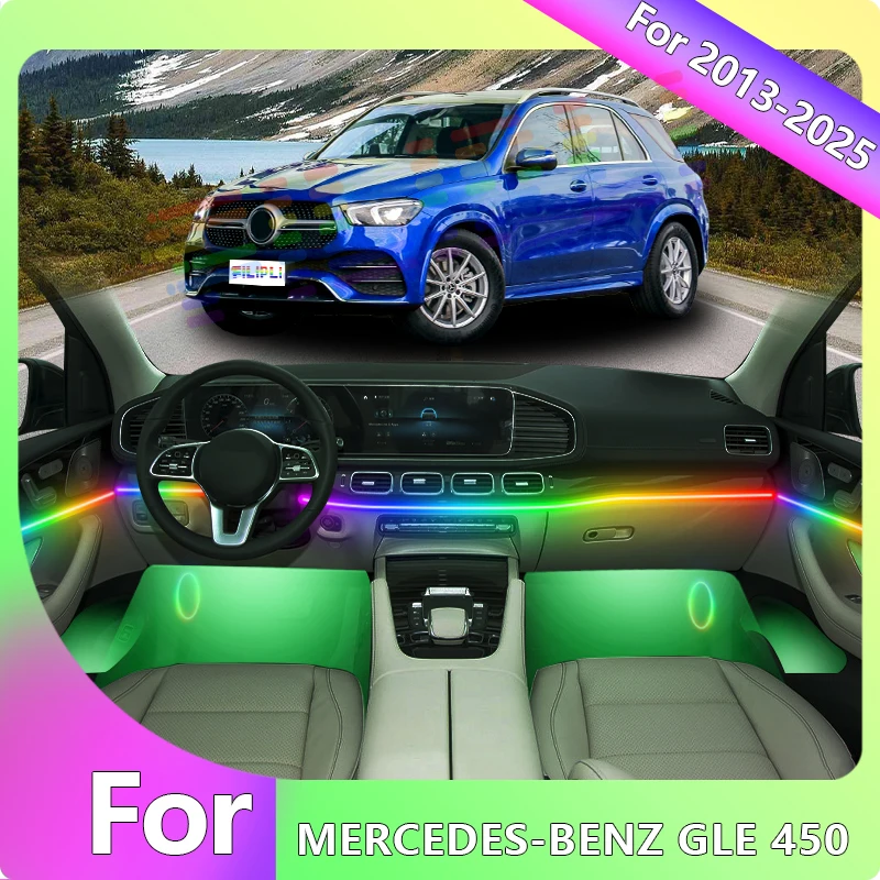 

For MERCEDES-BENZ GLE450 For 2016 Music Sync Dynamic Atmosphere Lights Multi Color Car LED Strip By App Control Easy To Install