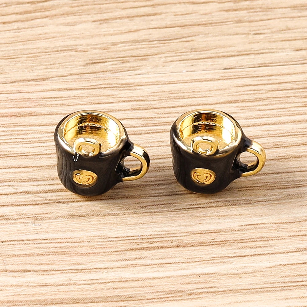 Tusember 5 Stück Niedliche Teekanne Kaffeebohnen Donuts Charms Kaffeetasse Kuchen Anhänger Perlen Passend für Original-Armbänder Damenschmuck Geschenk – Detail 13