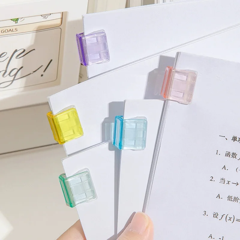 New 20pcs Paper Creative Fixed Clip Transparent Color Push-pull Clip Student Notebook Information Office File Storage Folder.