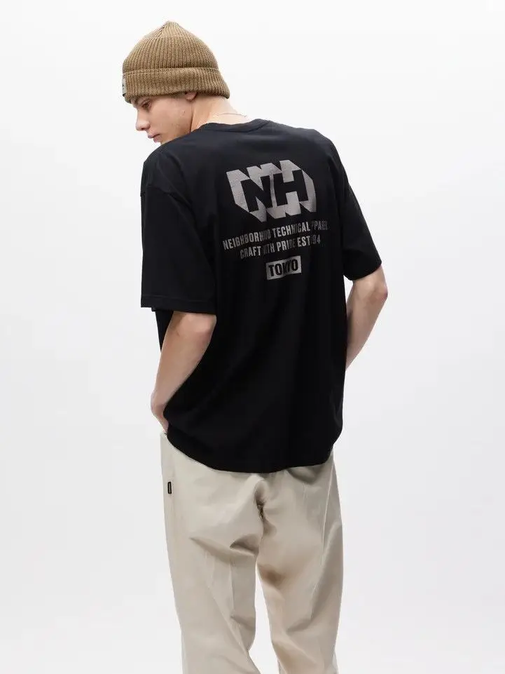 Neighborhood NH Graphic T‑Shirt Men Women Oversized Streetwear Tee Front Back Print Crew Neck Short Sleeve Casual Summer Tops