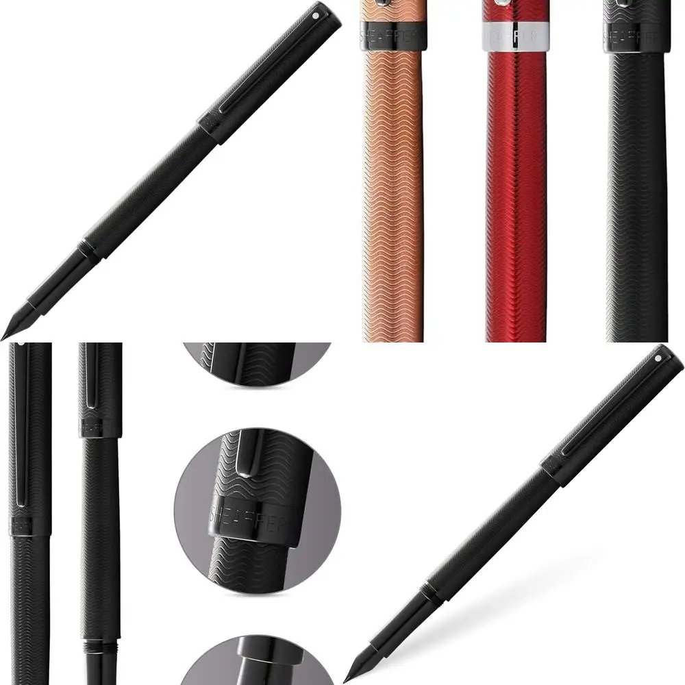 

Matte Black PVD Engraved Fountain Pen with Polished Accents and Medium Nib (E0924453)