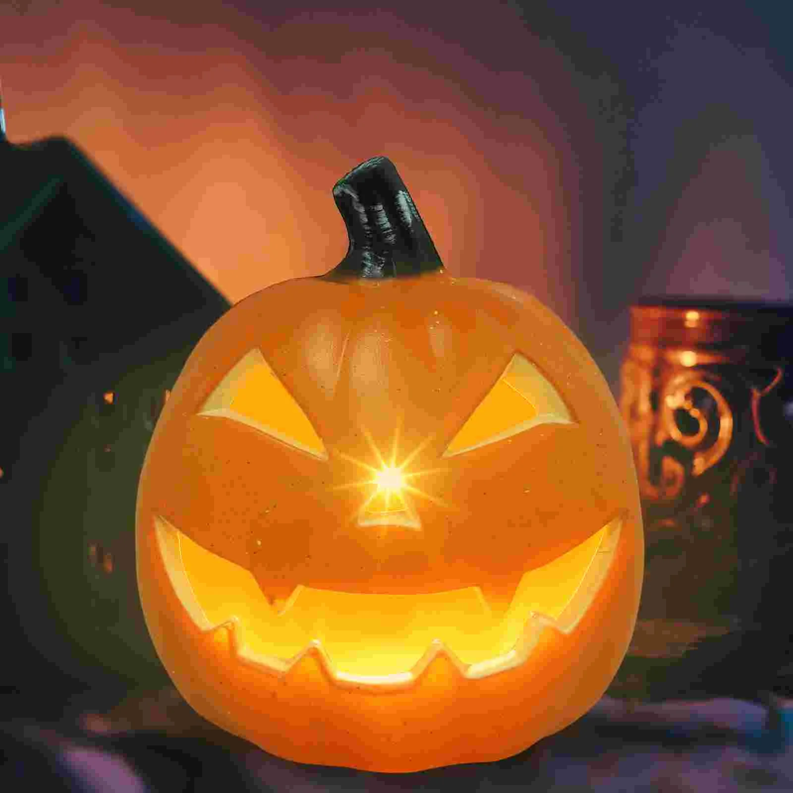 LED Jack-o-lantern Halloween Festival Decoration Indoor Pumpkin Light Gift Decorative Lamp up Plastic