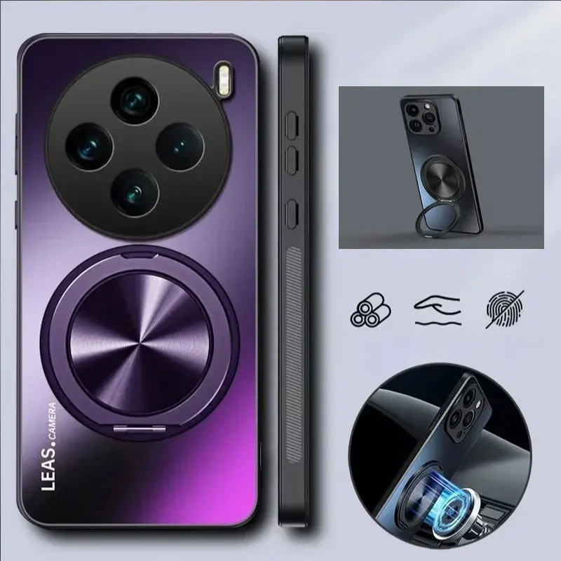 Magnetische Hülle für VIVO X200 Ultra Matte, stoßfest, 360° °   Rotierende Ringhalterabdeckung für VIVO X200s X100 Ultra X100s X200Pro Mini