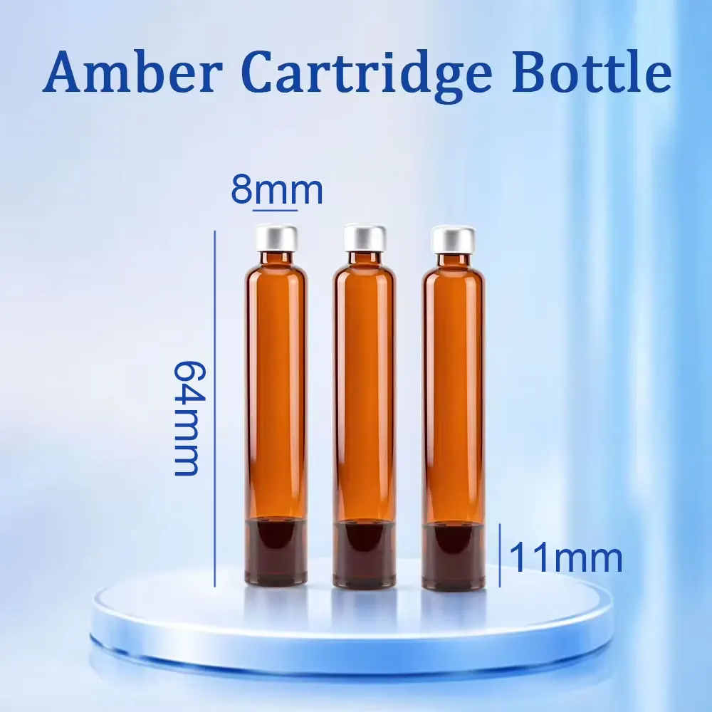 3ML UV‑Blocking Long Tubular Amber Glass Cartridge, Single Sterile Pack Medical‑Grade Glass Vial