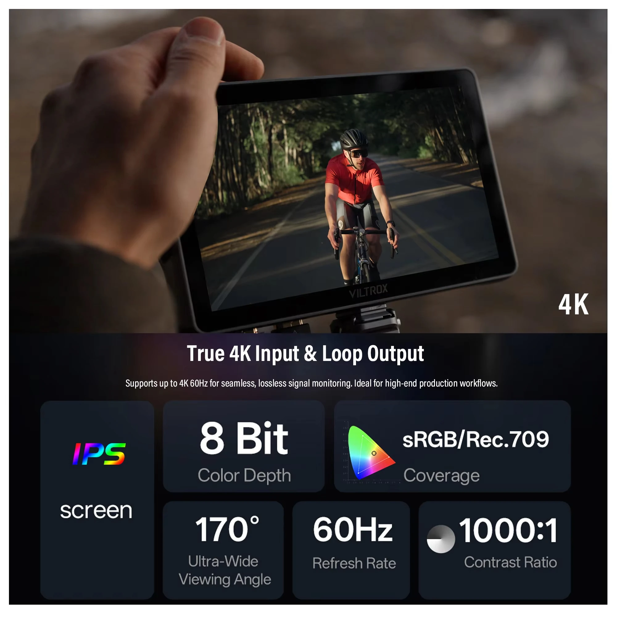 Viltrox DC-A1 Digital Camera Monitor 7 Inch Wide Monitor 4K HDMI Touch Screen Monitor For Photography Vlogging Filmmaking TV