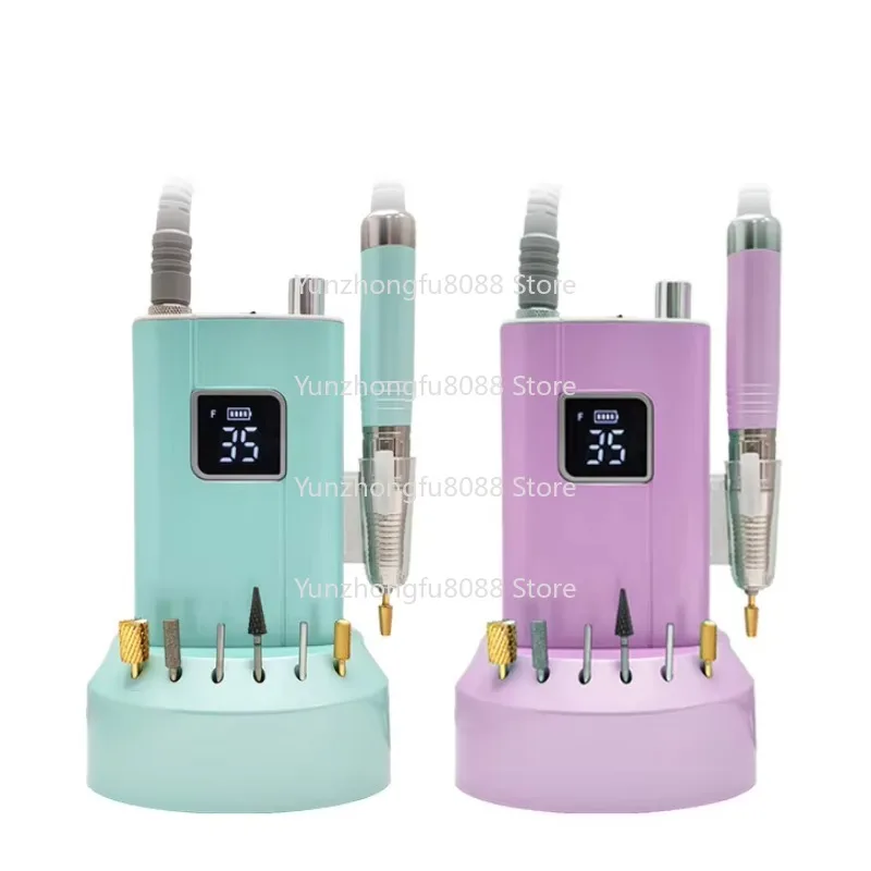 

Professional Brushless 35000 Rpm Cordless Electric Pink Blue Manicure Salon Machine Charging Desktop Manicure Drill Strong