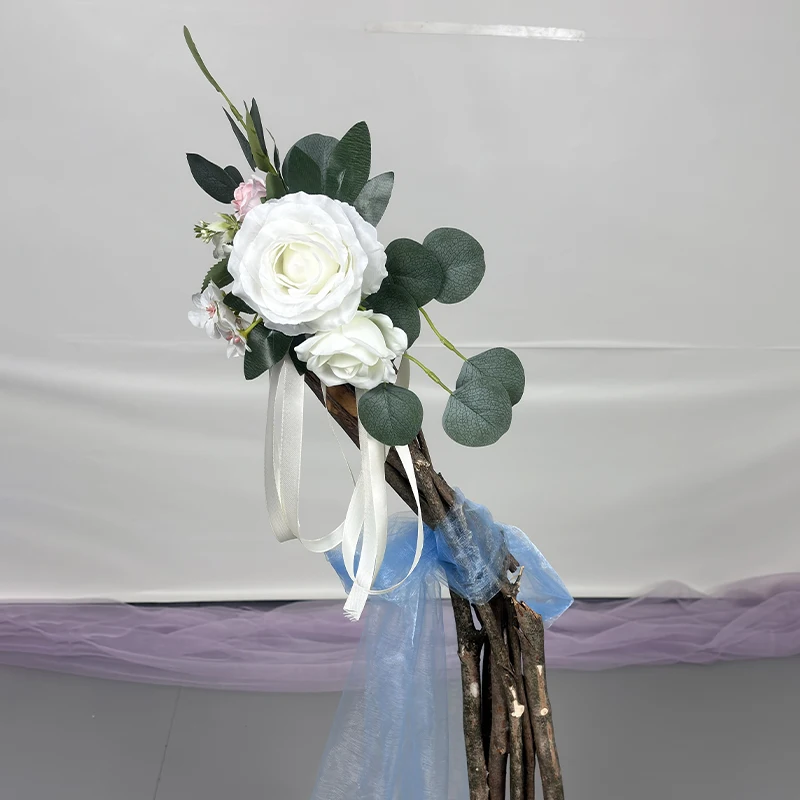 Chair Artificial Flowers Sashes Knot Ties Rose Banquet Cover For Church Car Country Wedding Party Events home Decor Supplies