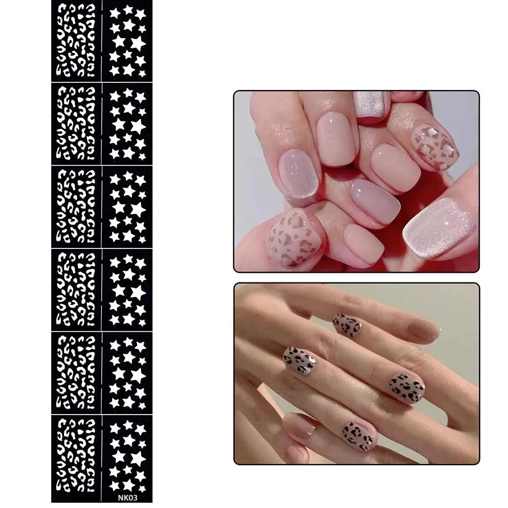 Manicure Stripe Pattern Heart Stars Spray Paint Nail Sticker Template Nail Sticker Hollow Nail Decals Airbrush Nail Stencils