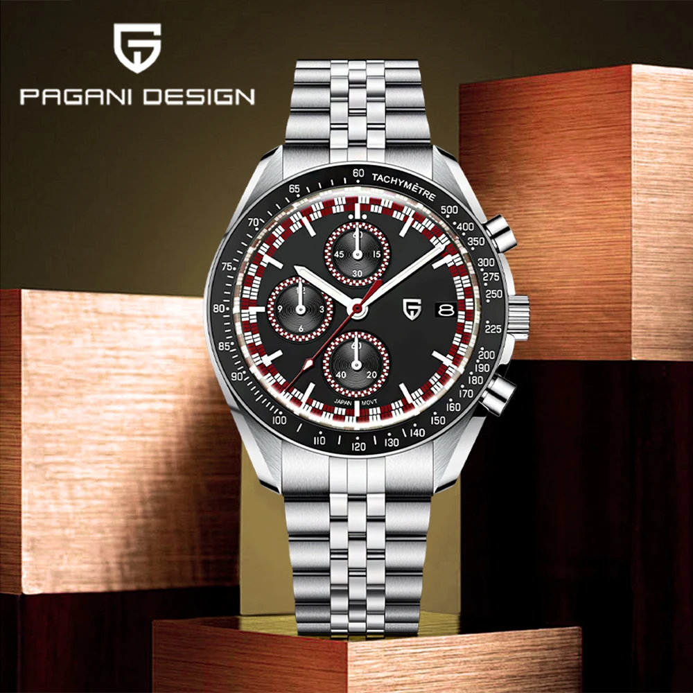 2026 Pagani Design Marken-Quarzuhr für Herren, Sport-Chronograph, modische Saphir-Vollstahluhr mit Leuchtfunktion, Herrenuhr, Relógios Masculino
