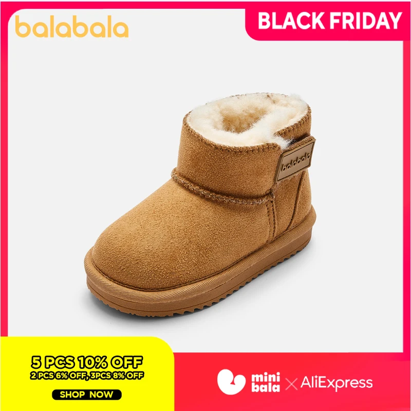 

Детские зимние сапоги Balabala, детские теплые сапоги для мальчиков и девочек, сапоги до середины икры с толстым флисом, новинка 2024, зимние хлопковые сапоги