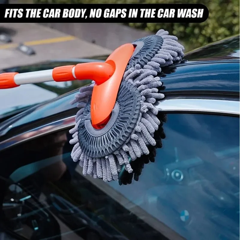 Car Washer Mop/Head Foam Wash Chenille Brush Windshield Roof Window Cleaning Maintenance Stretching Handle Auto Care Accessories