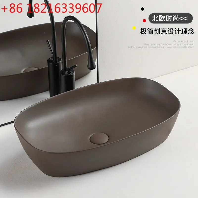 Creative Art Ceramic Hand Wash Matte Brown Counter Face Wash Sink Basin