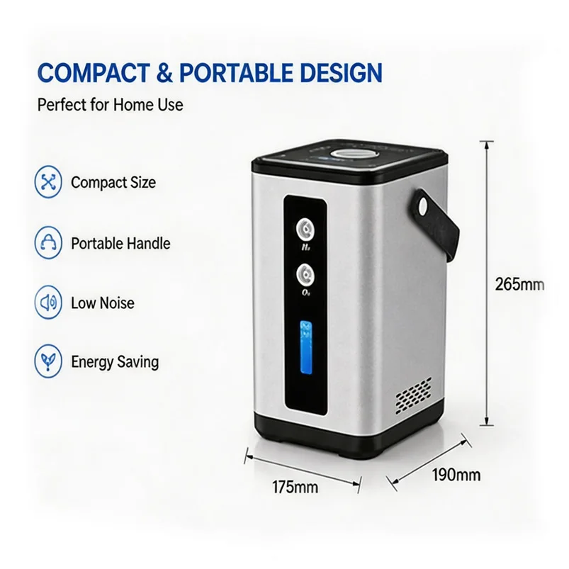 Machine d'inhalation d'hydrogène 450 ml/min, générateur H2 O2, inhalateur d'hydrogène pur à 99,98 %, dispositif de bien-être domestique à double chambre SPE PEM, certifié CE