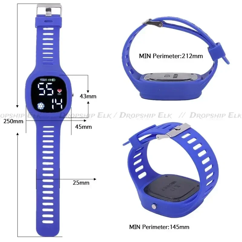 Часы светодиодные цифровые, спортивные модные наручные, с сенсорным экраном, с квадратной Силиконовой застежкой, для мальчиков и девочек