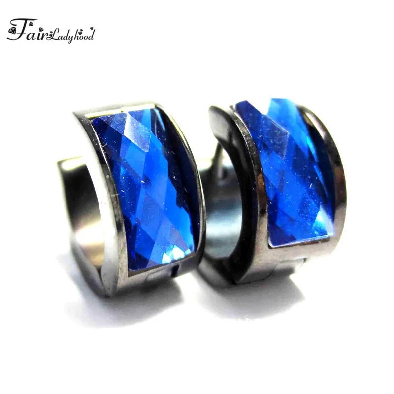 FairLadyHood 7x9 mm 12 Colors Stainless Steel Hoop Earrings For Women