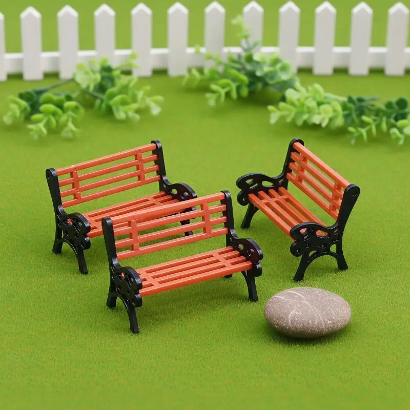 Mini Bench Chair Figurines Handcrafted PVC Crafts Mini Garden Decor for Micro Landscape DIY Craft Lovers