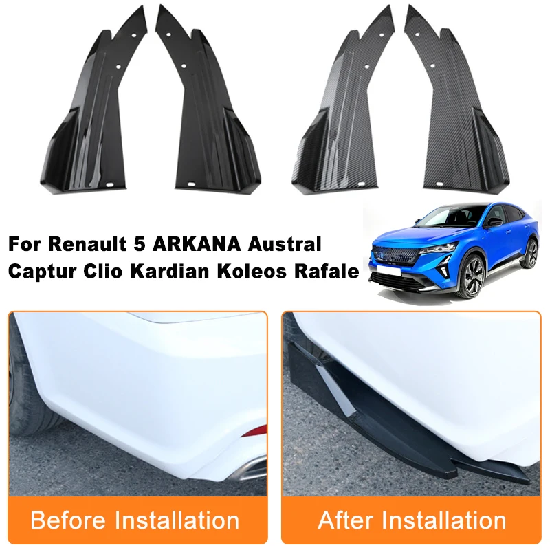 

Car Rear Bumper Spoiler Lip Diffuser Side Skirt Splitter Wrap Angle Anti-Crash For Renault 5 ARKANA Austral Captur Clio Kardian