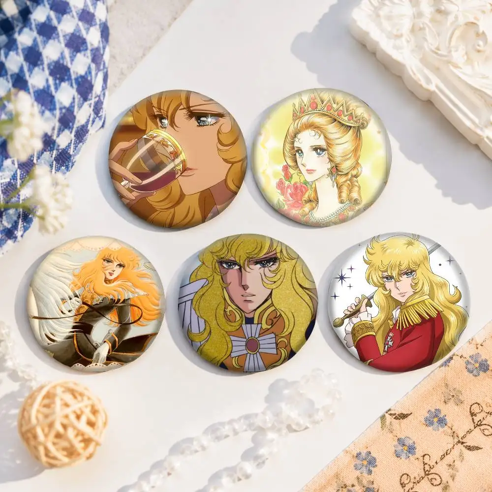 A-The Rose Of Versailles Round Snap-in Brooches Rock Band Lapel Pins Badges Fan Collection Accessories Jewelry Handmade Gifts