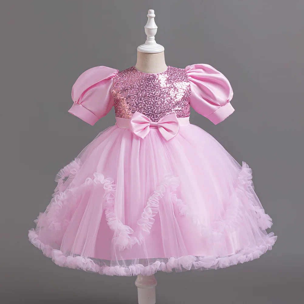 

A-line Princess Birthday Party Dress for Kid Girl Cosplay Halloween Ball Gown Shiny Evening Dresses Dress with flower 2 to 10yrs