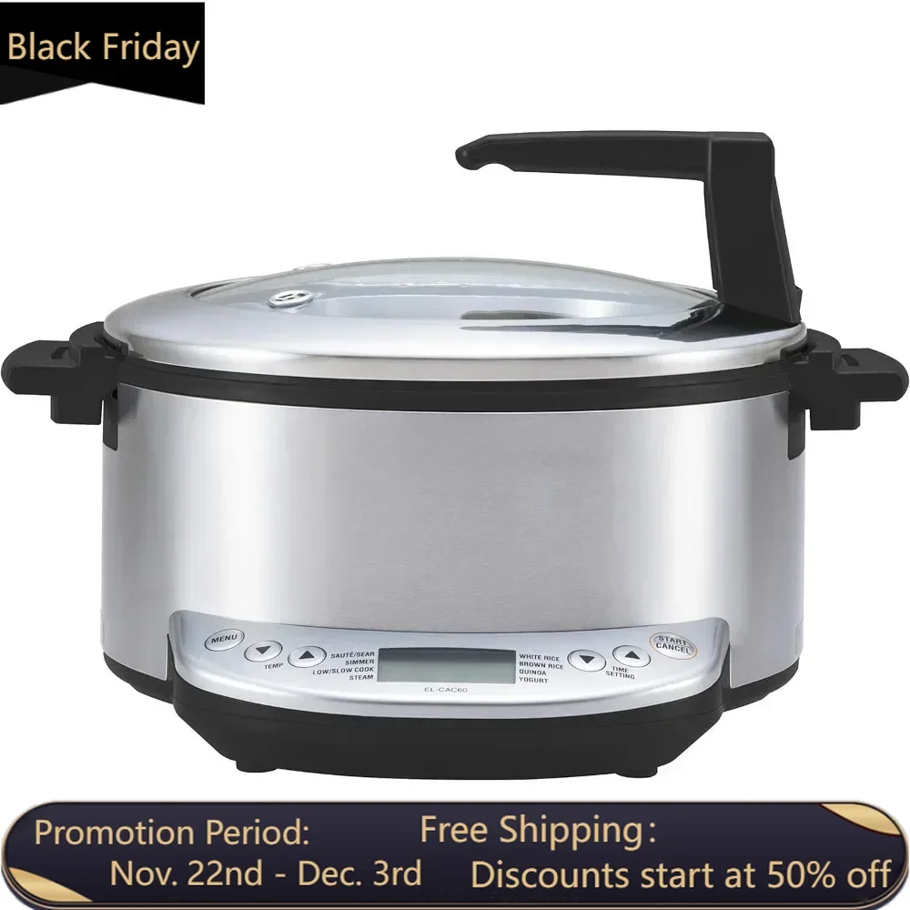 

Multi functional full stew pot 6 quarts, brushed stainless steel 16 inches deep x 10 inches wide x 14 inches high, free shipping