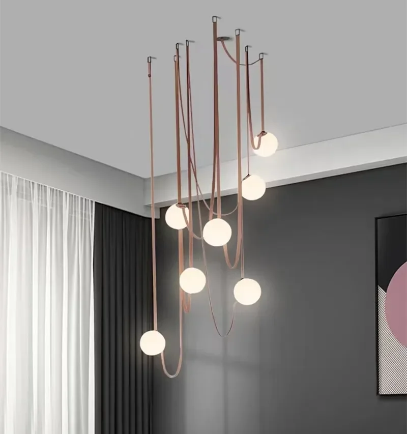 Imagem -04 - Glass Ball Pendant Light Simple Designer Light Villa Loft Loft Light Living Room Dining Room Stair Lighting