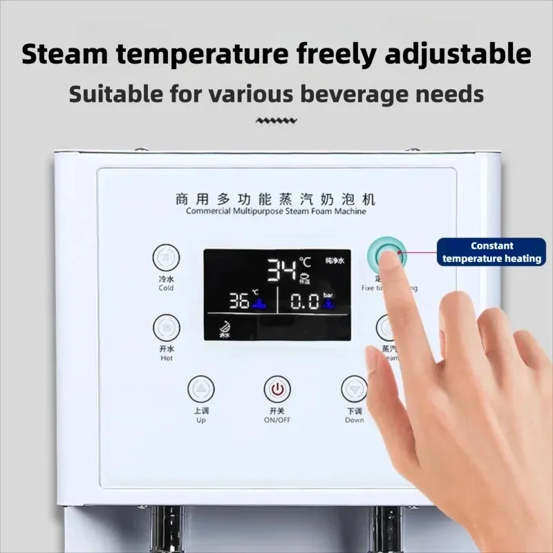 Large Capacity Double Cylinder Commercial Steam Water Boiler 3 In 1 Step Heating Steam Milk Frother For Coffee Shop Cafe Use