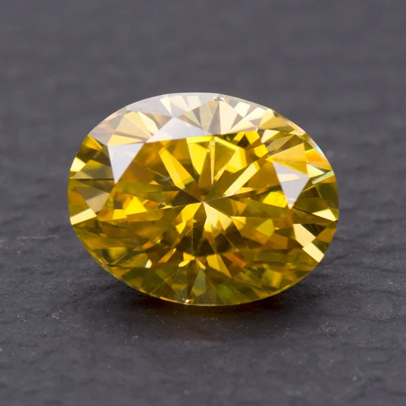 

Moissanite Stone Golden Yellow Colour Oval Cut Lab Created Synthetic Gemstone Passed Diamond Tester Comes with GRA Certificate