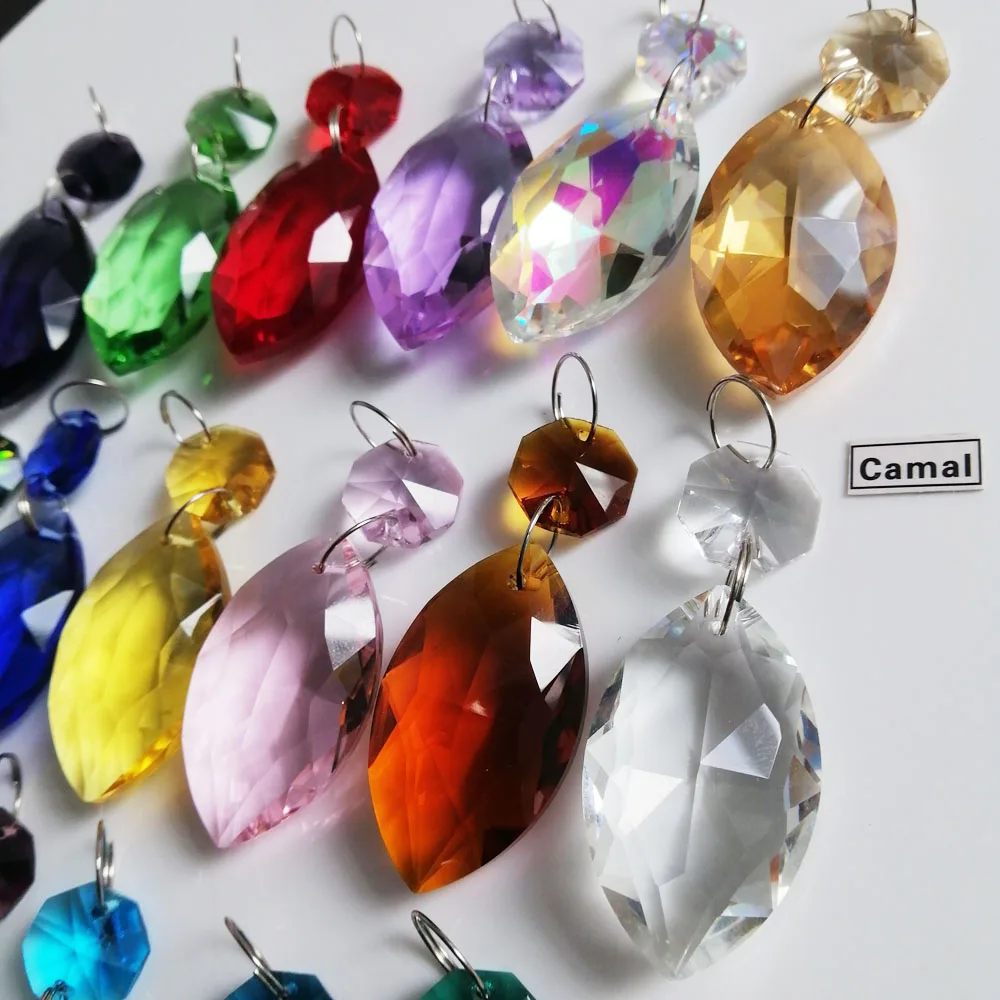 Camal 2PCS Garland 38mm K9 Crystal Horse-eye Drop prismi pendenti con perline SunCatcher lampada illuminazione lampadario parti sospese