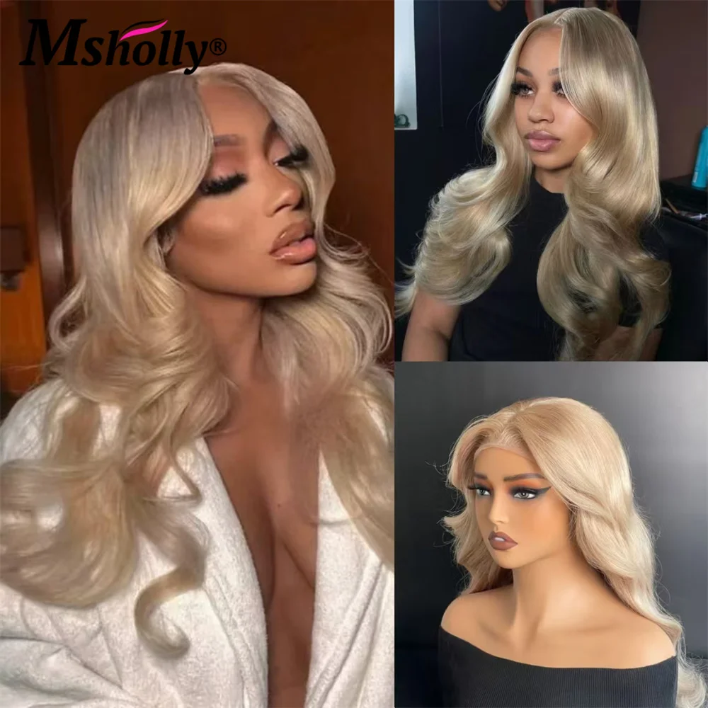 Ash Blonde Body Wave 100% Human Hair Wig Preplucked Salon Hair Coloring Wigs 13x4 Lace Front Honey Blonde Gray Remy Hair Wigs