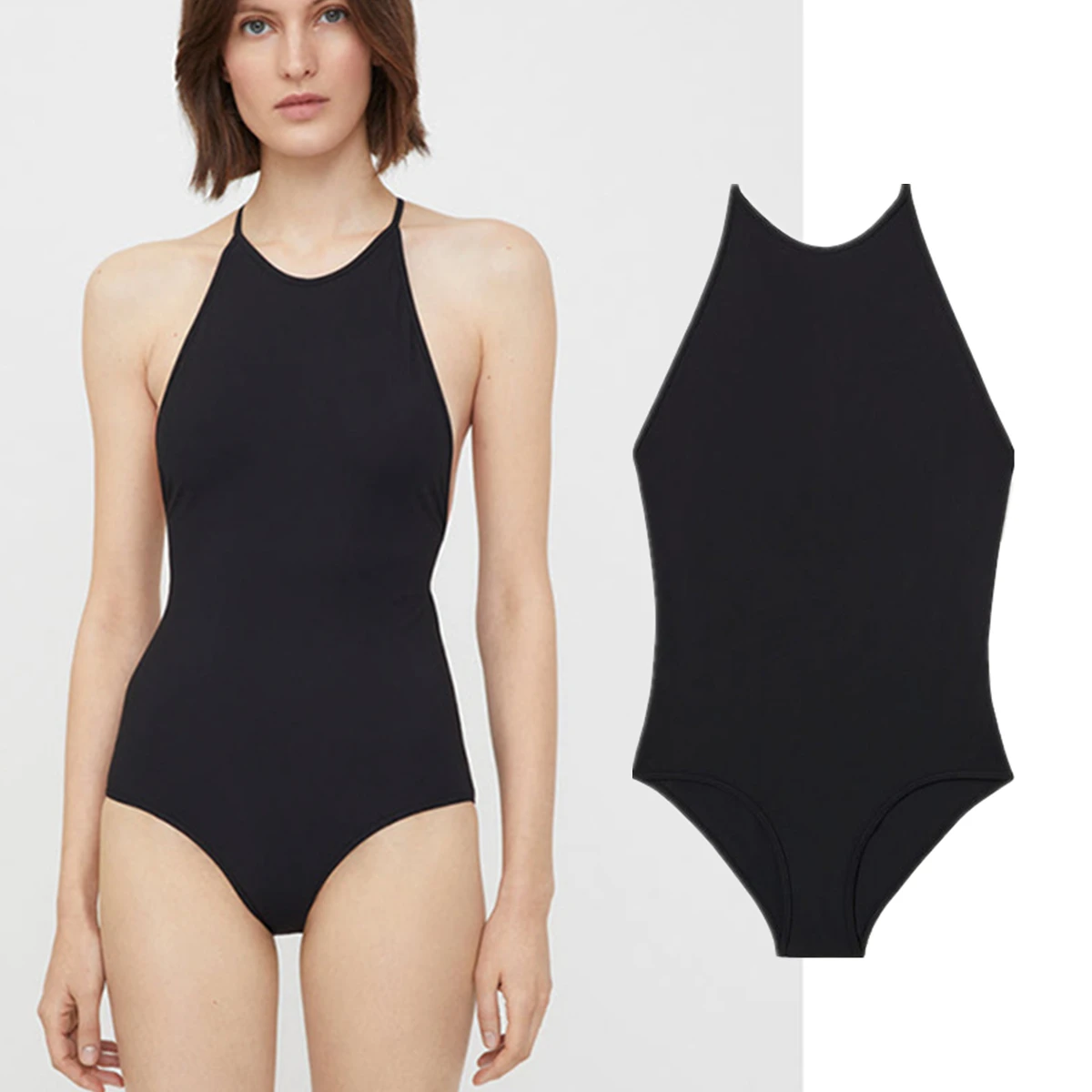 

Maxdutti Nordic Minimalist Black Slim Fitting Jumpsuit Tight Fitting Basic Sleeveless T-shirt Woman Bodysuits Female CLothing