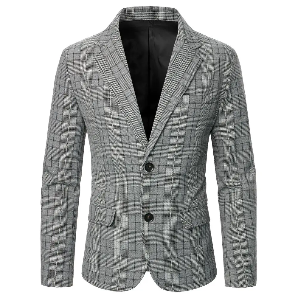 Men\'s Blazer Striped Black And White Grid Men\'s Coat British Casual Style Men\'s Top Wedding Dinner Party Stage Men\'s Suit Coat