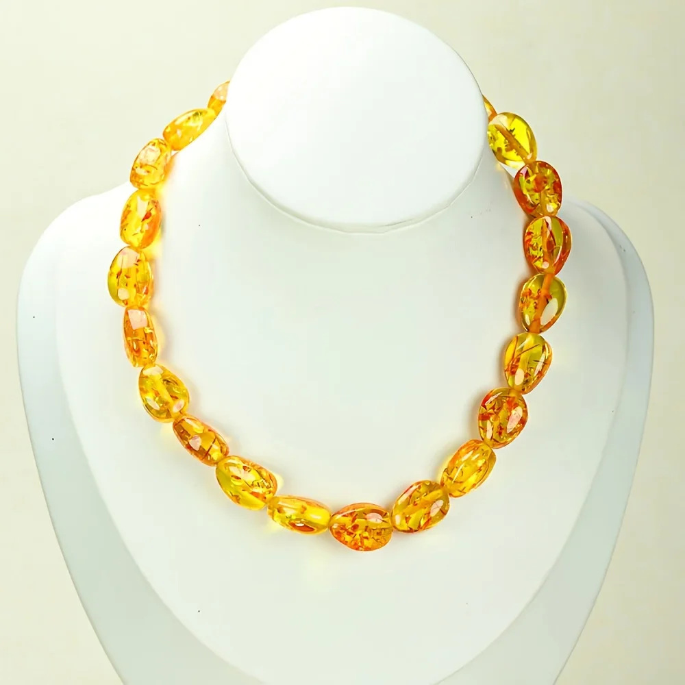 Beeswax flower amber necklace, men's and women's fashion trend necklace