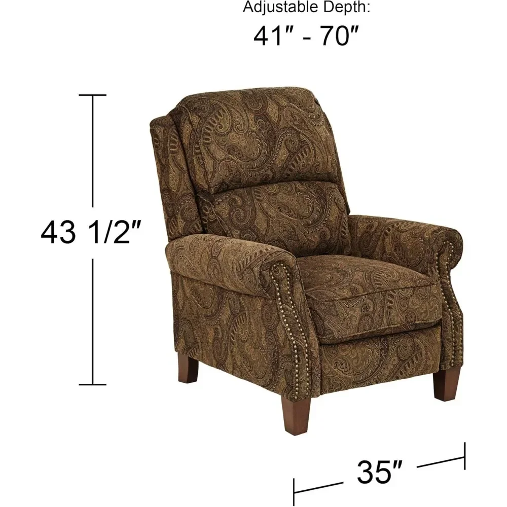 Recliner Chair Traditional Armchair Comfortable Push Manual Reclining Footrest Adjustable for Bedroom Living Room Reading