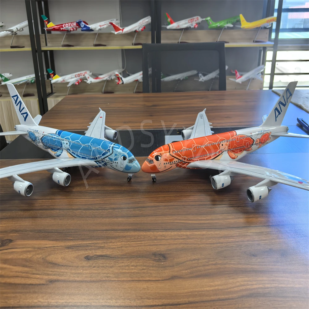 Nuevo modelo de avión SeaTurtle a380 de 47cm, Kits de modelos de avión de tortuga A380 con rueda, juguetes de resina, colección de modelos, regalos para sala de estar